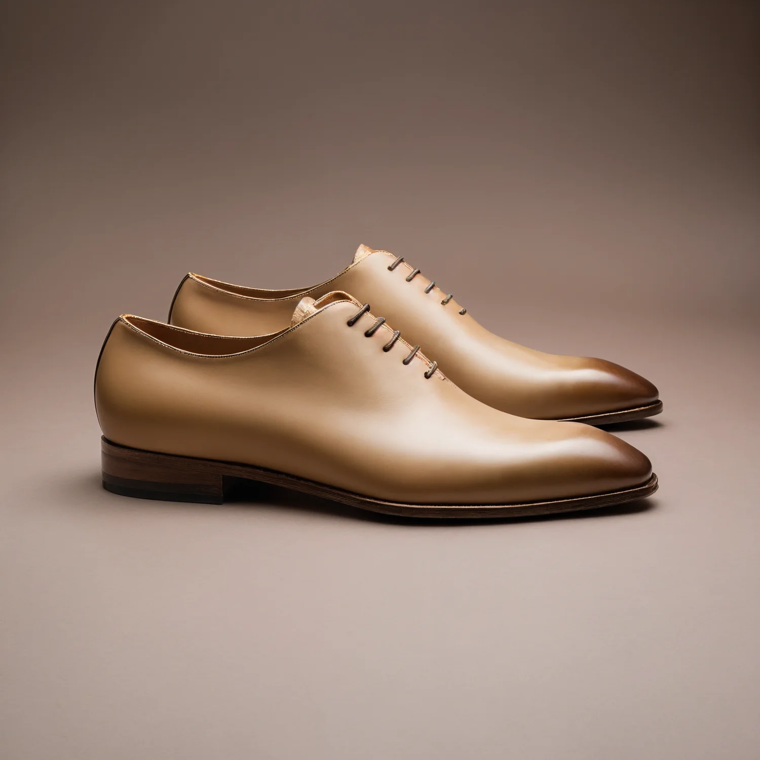 Alverio Cream Leather Whole Cut Oxford Shoe