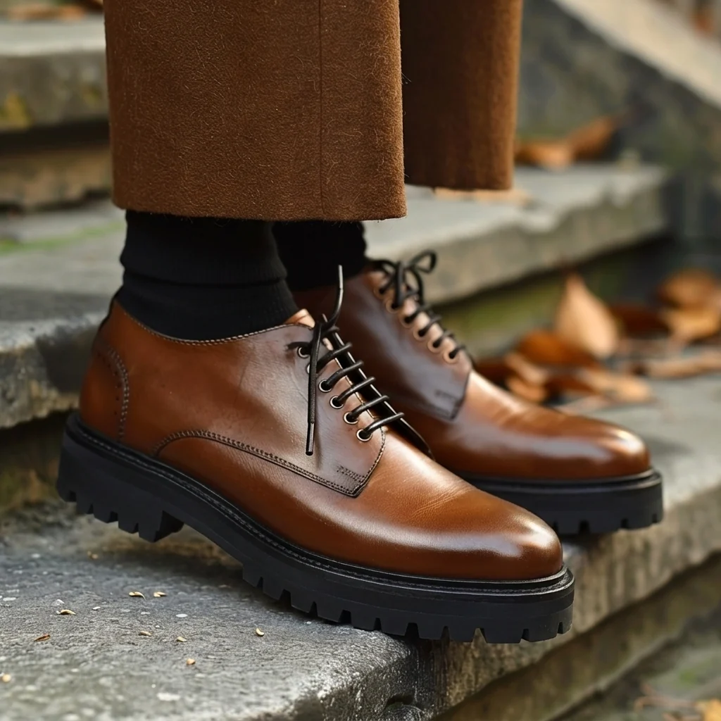 Caviero Brown Leather Chunky Sole Oxford Shoe (7)