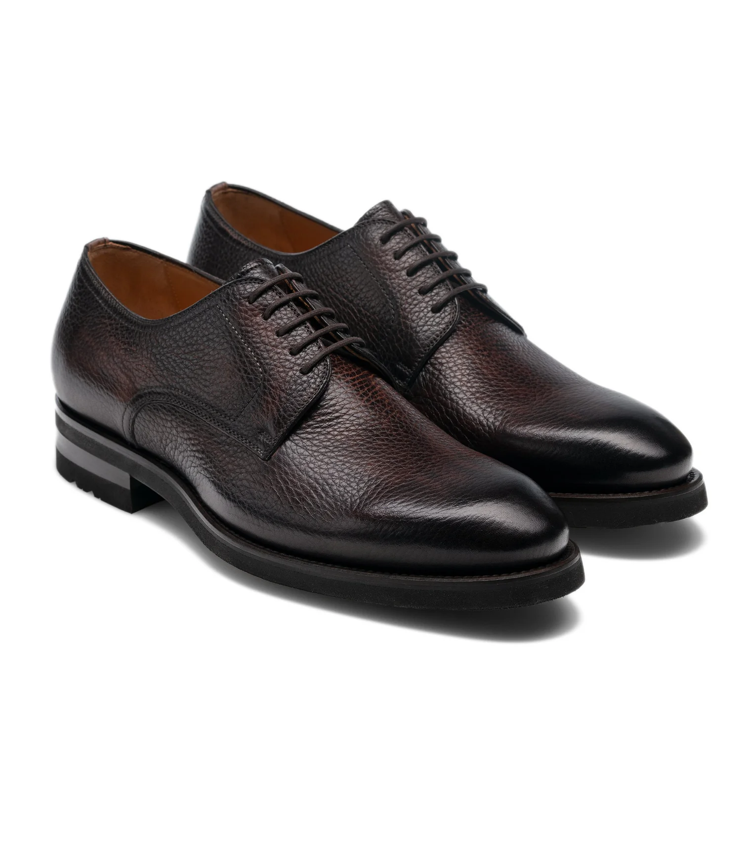 Stefano Brown Leather Chunky Derby Shoes