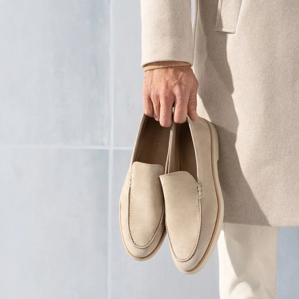Ferraro Cream Suede Loafers