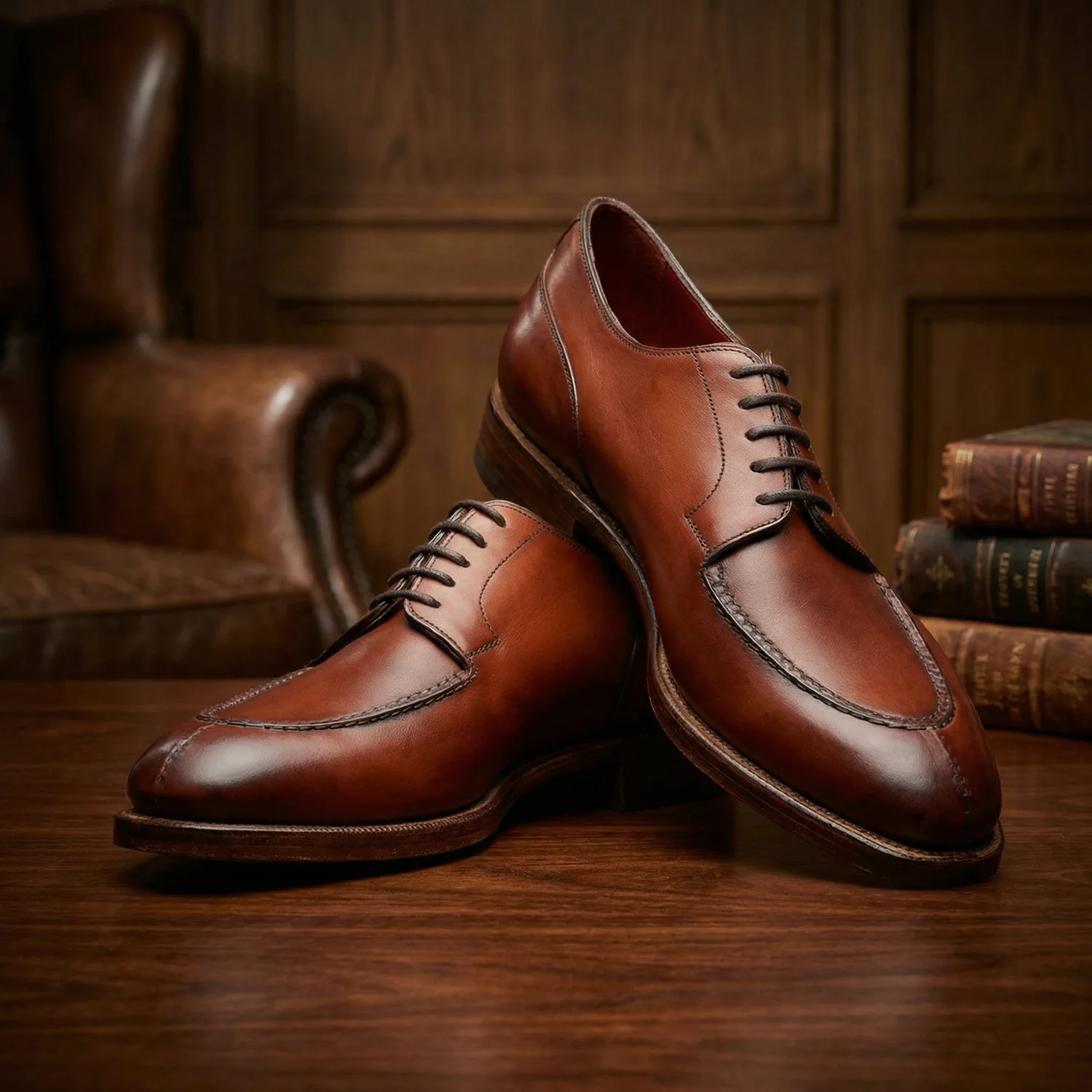 Emanuele Tan Leather Derby Shoes-Formal Shoe For Men (7)