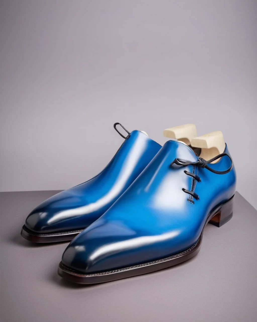 Tiberio Blue Leather Whole Cut Oxfords - Formal Shoes (7)