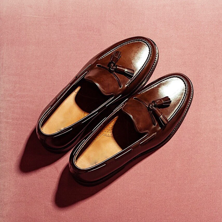 Valerio Brown Leather Tassel Slip On Loafers