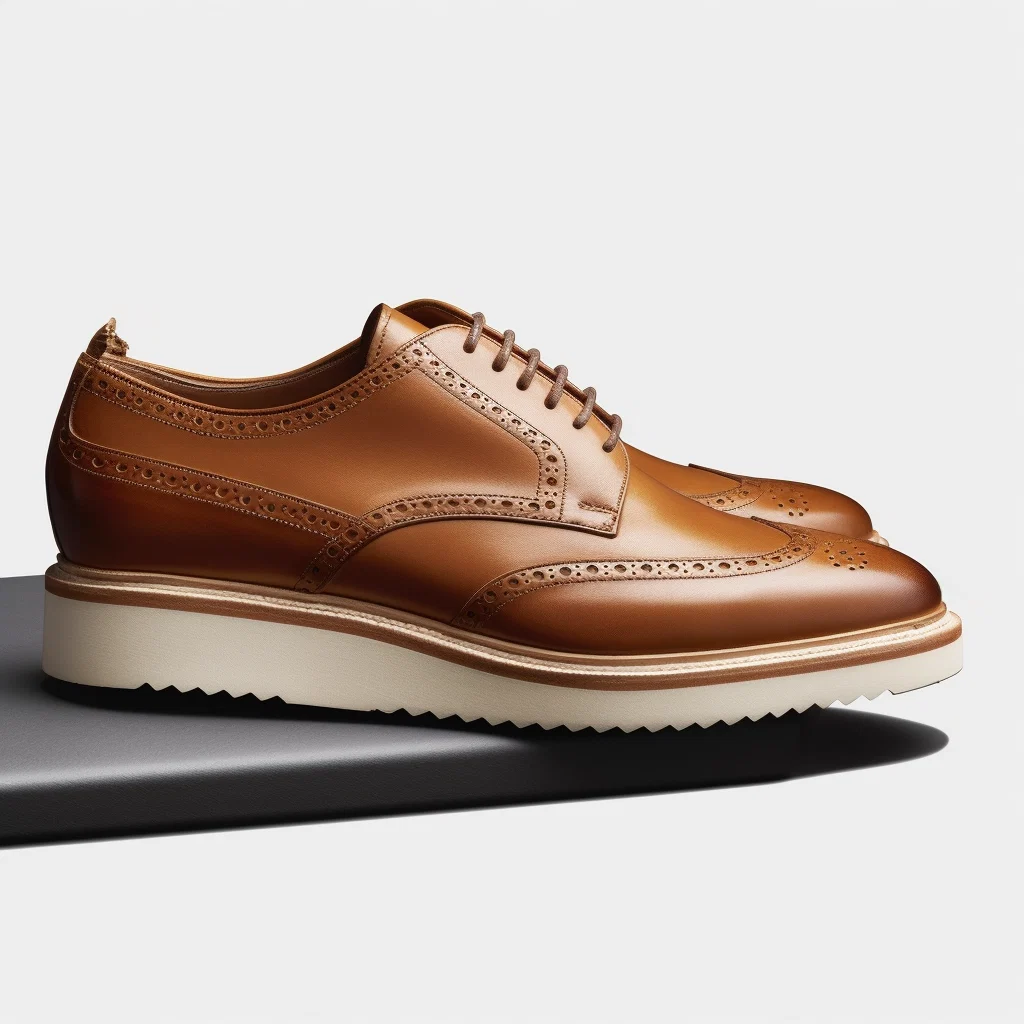 Ignazio Tan Leather Lace Up Brogue Derby Shoes With White Sole