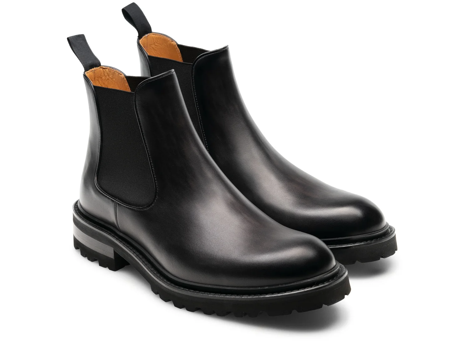 Laverio Black Leather Chunky Chelsea Boots -Hiking  Boots