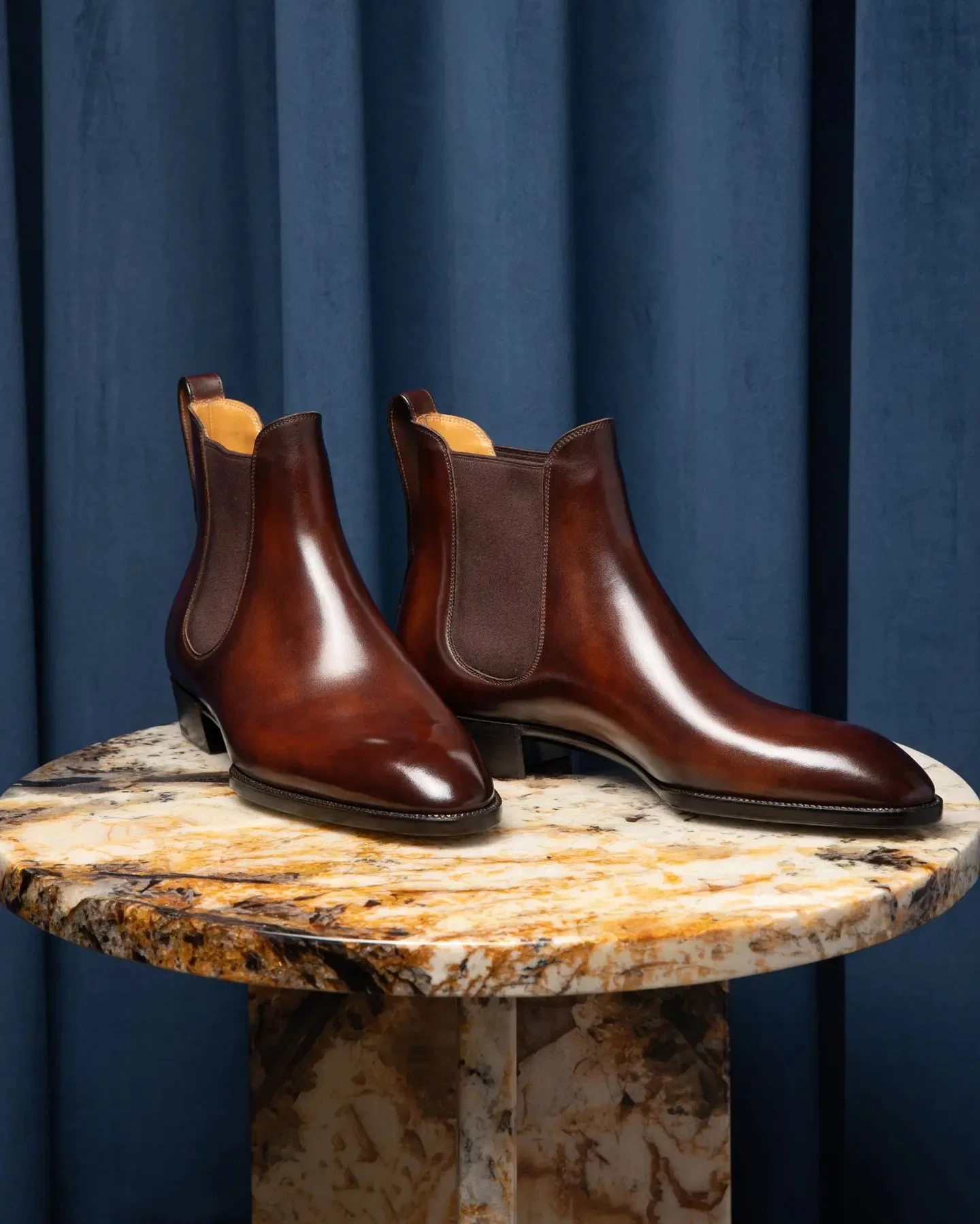 Chestnut Brown Patina Leather Chelsea Boot