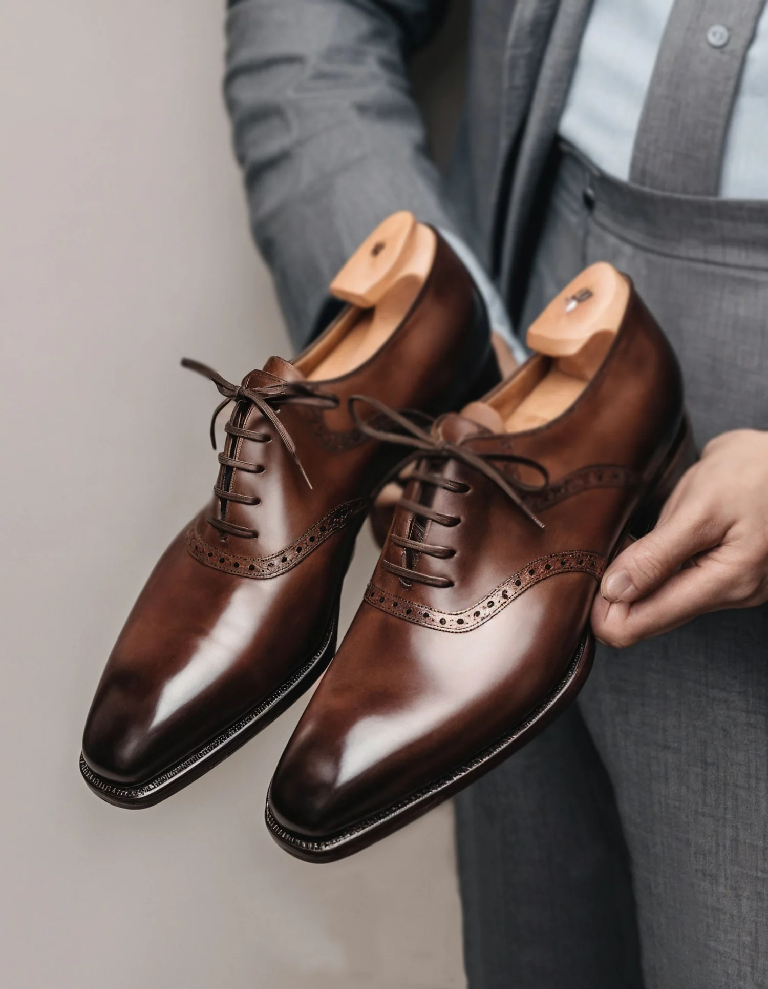 Umberto Brown Leather Brogue Oxfords - Formal Shoes