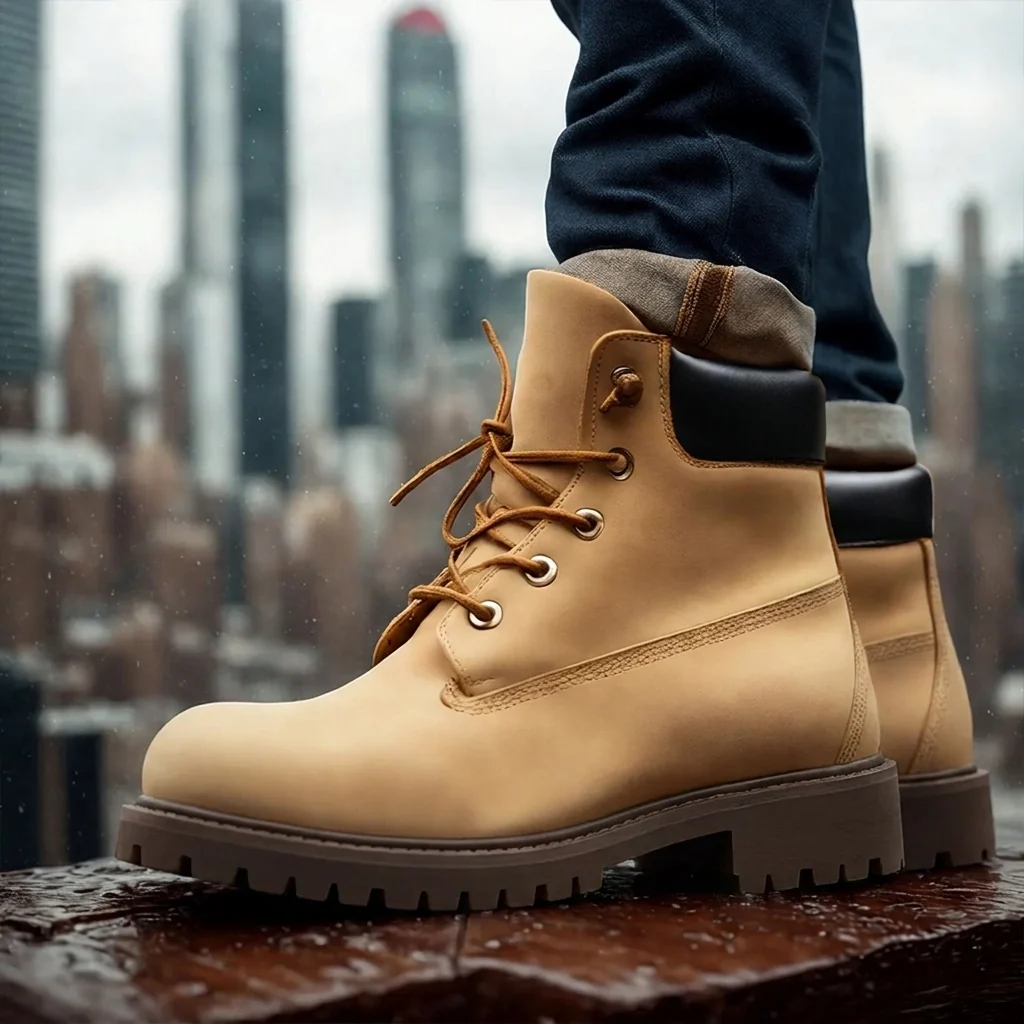 Monterio Cream Nubuck Leather Ankle Rugged Lace Up Hiking Boots