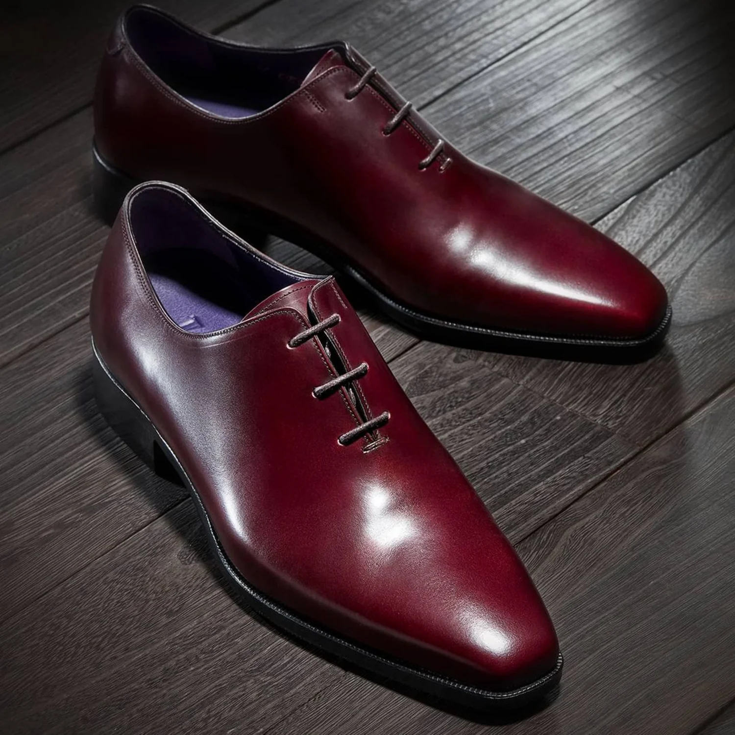 Manfredi Burgundy Brown Leather Whole Cut Oxford
