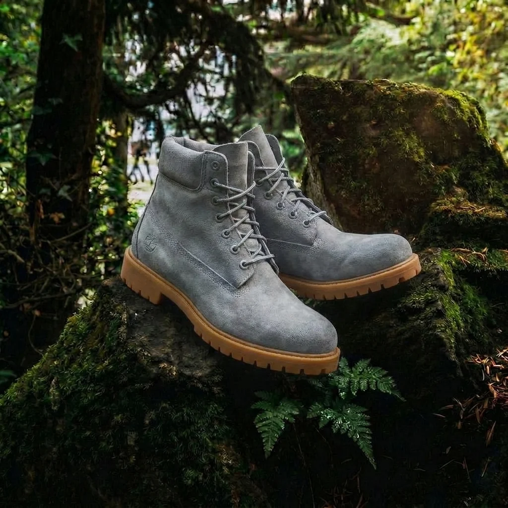Monterio Grey Nubuck Leather Combat Boots With Chunky Track Sole