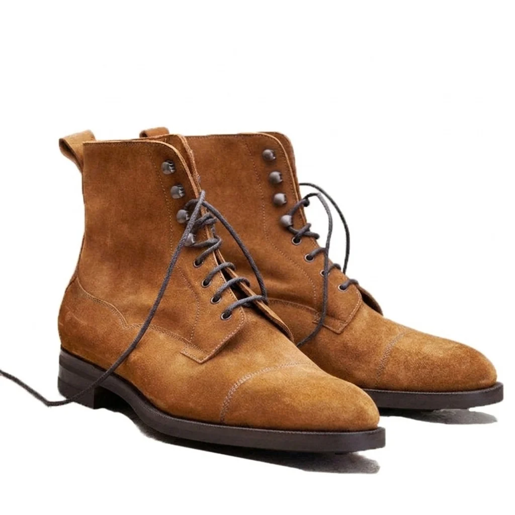 Vincenzo Tan Suede Leather Lace Up Boots
